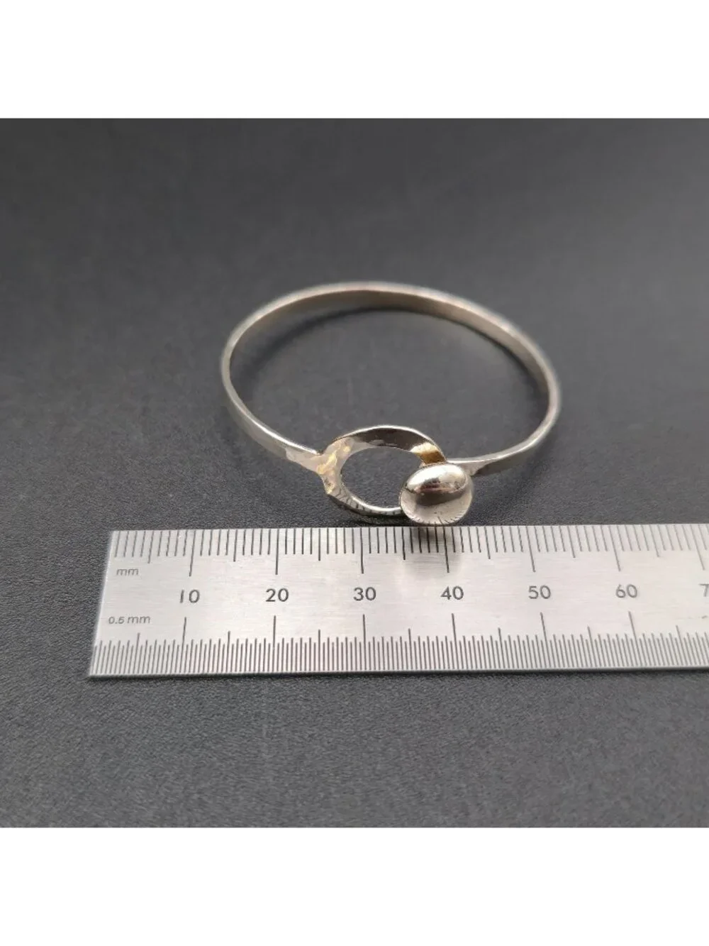 4.5 Inch Parker Sterling Silver Hammered Ball Hook Child's Bangle Bracelet B1458